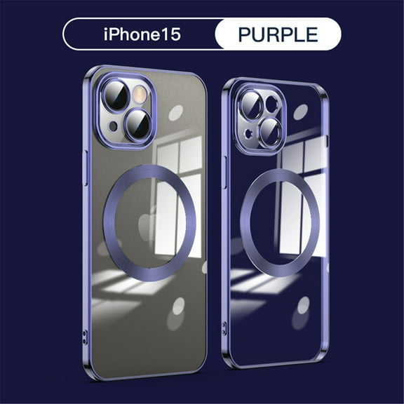 Tarise Magnetic Cover for Apple iPhone 13 6.1", iPhone 13 Clear Case with Magsafe, Shockproof Slim Non-Yellowing Clear Plating Phone Cover Case with Camera Lens Protector for iPhone 13 2023, Purple