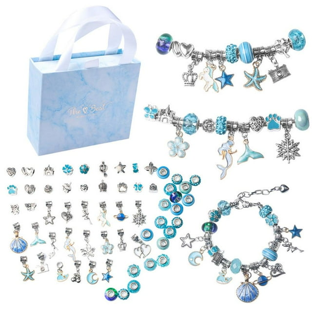 DIY Bracelet Making Kit Rich Accessories Handcraft Retro Jewelry Making Kit Crafts For Kids Blue