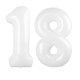 thumbnail image 1 of Globo Kelfuoya, 40 cm, blanco, número 18, lámina de mylar, helio, 1 of 8
