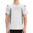 thumbnail image 2 of Mens T-Shirts Summer Color Block Quick Drying Round Neck Short Sleeve Fitness Training Breathable Sports Fashion Tops Pullover Outwear,White,S,Tshirts, 2 of 5