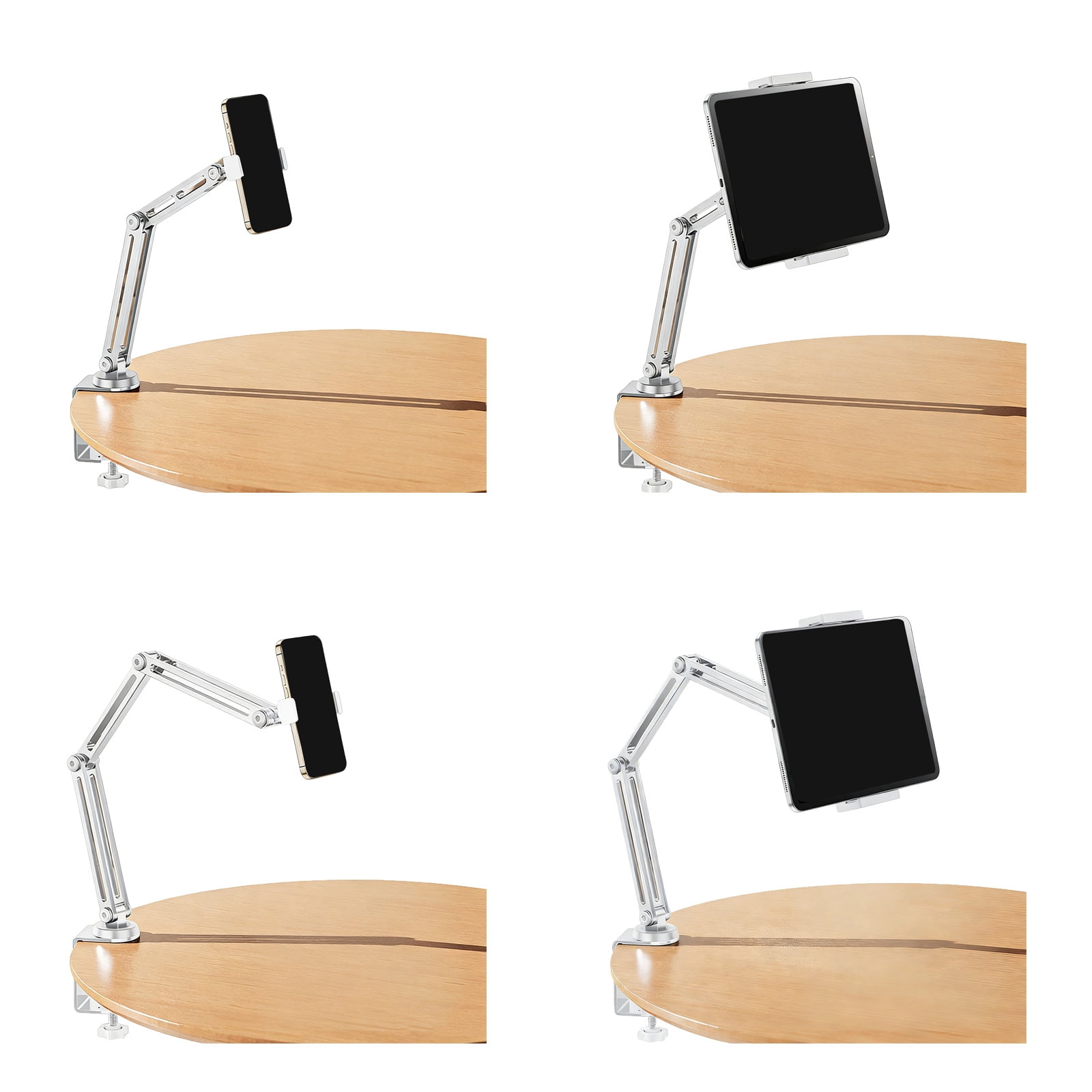 Portable Aluminum Alloy Phone Stand Foldable Design 4 Axises Heights Adjustment and Rotating Base For 4 to 13inch Devices