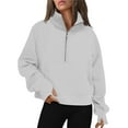 thumbnail image 2 of YanHoo Womens Half Zip Up Hoodies Teen Junior Y2K Cropped Sweatshirts Fleece Quarter Zip Up Long Sleeve Pullover Sweater Tops with Pocket, 2 of 6