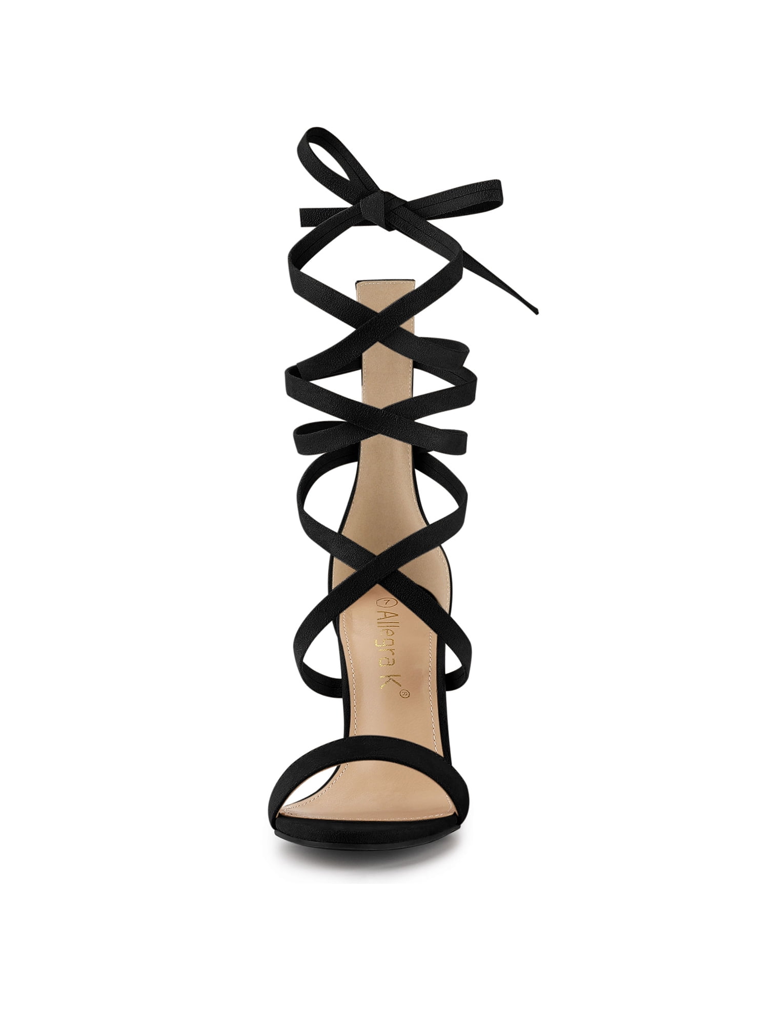 Unique Bargains Women's Open Toe Stiletto Heel Lace Up Heels Sandals