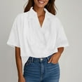thumbnail image 3 of Mgmyaa Women's Short Sleeve Blouses Casual Office Work Business Attire Collared Shirts, 3 of 3
