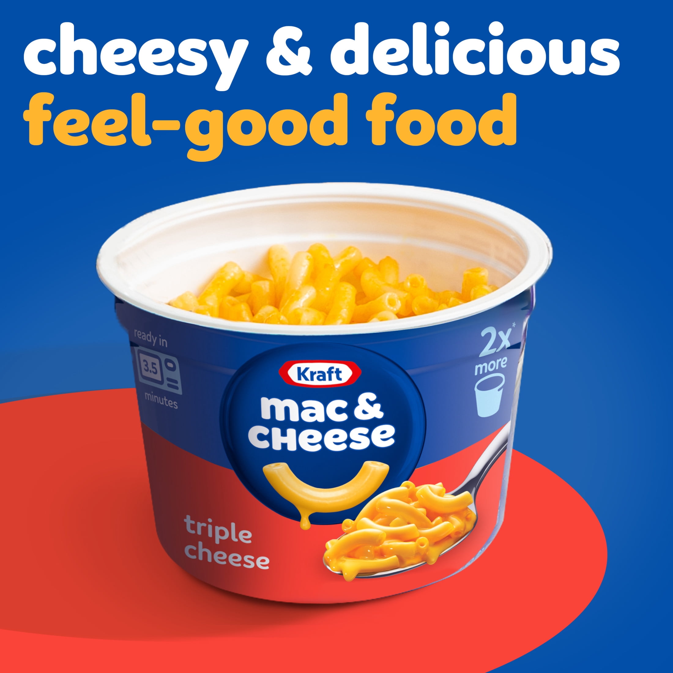 Kraft Mac and Cheese, 1 Big Cup, for Easy Dinner or Dinner Sides, Triple Cheese, No Artificial Flavors, Preservatives or Dyes, 4.1 oz