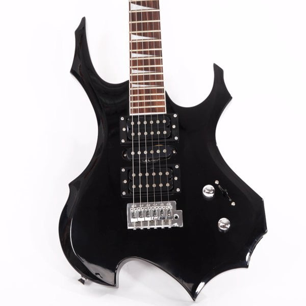 Flame Electric Guitar HSH Pickup Shaped Electric Guitar Pack Strap Picks Shake Cable Wrench Tool Black