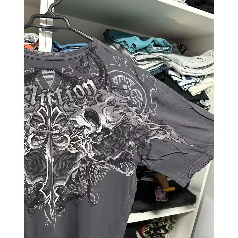 Y2k T shirt Mens New Harajuku Hip Hop Skull Graphic Round Y2k T shirt Mens New Harajuku Hip Hop Skull Graphic Round