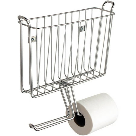InterDesign Classico Wall Mount Toilet Paper Roll Holder with Magazine Rack