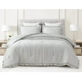 thumbnail image 2 of Chezmoi Collection Nora 3-Piece Light Gray Ruffled Edge Trim Microfiber Comforter Set, Queen Size, 2 of 9