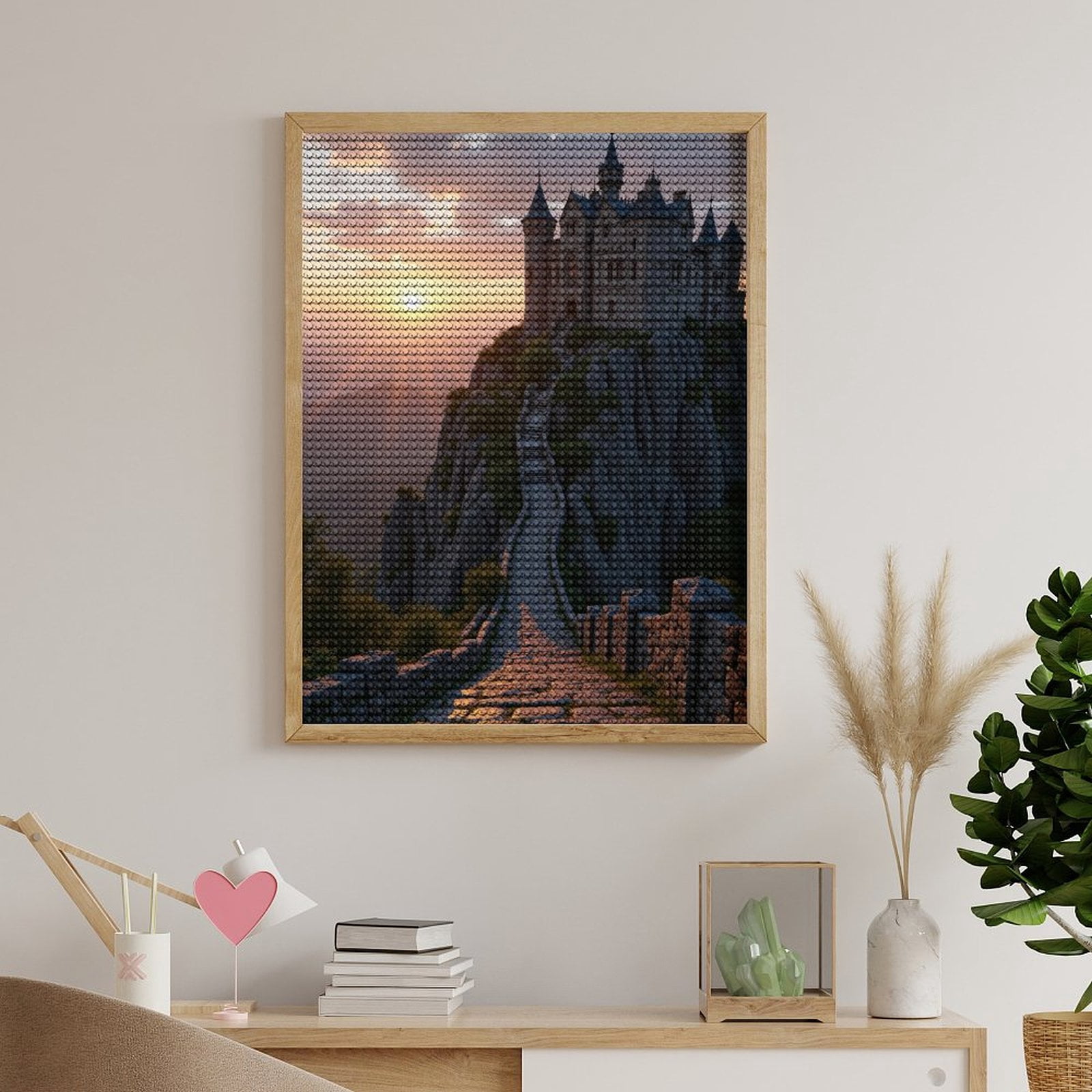 Diamond Art Kits for Adults, Castle Sunset Pathway Stone Steps 5D Diamond Painting Kits for Adults Beginners, DIY Full Drill Diamond Painting, Gem Art and Crafts 12x16