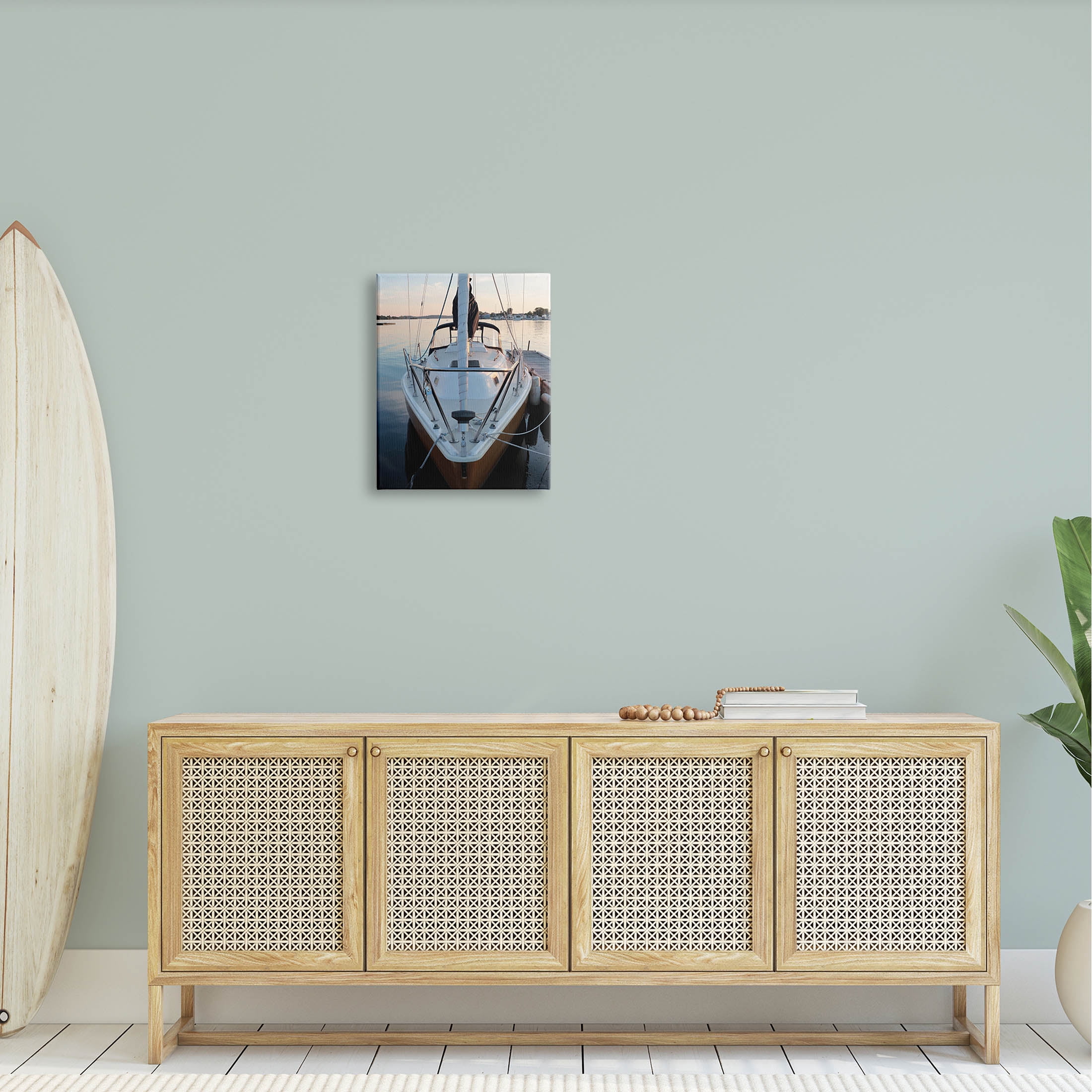 Boat Mast Ocean Marina Transportation Photograph Gallery Wrapped Canvas Print Wall Art