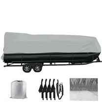 Gray 21-24ft Boat Cover Waterproof Trailerable Pontoon Heavy Duty Fabric