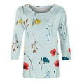 thumbnail image 4 of WQJNWEQ Womens Tops 3/4 Sleeve Misses Stylish Printed T-Shirt Mid-Length Blouse Crewneck Casual Summer and Fall Tops, 4 of 5
