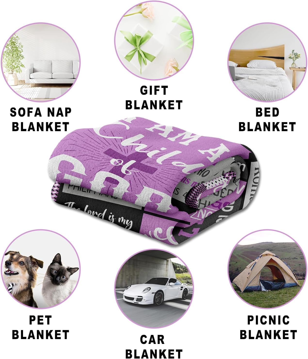 Christian Gifts for Women, Inspirational Religious Birthday Catholic Spiritual Gifts, Baptism Confirmation Gift for Girls, Faith Based Gift for Christian, Bible Verse 60"X50" Blanket