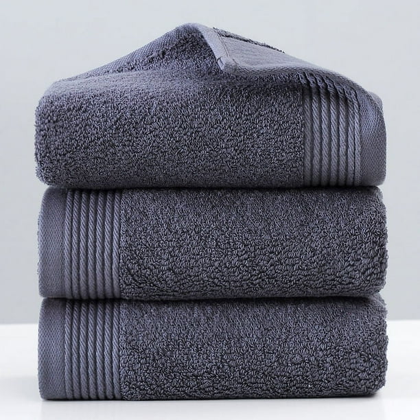 Nvzi 3 toallas de baño de algodón de fibra larga, súper suaves y muy absorbentes para ducha, piscina, toalla de mano de 13,39 x 29,92 pulgadas (gris oscuro)