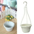 thumbnail image 3 of LEEYNEER 4 Pieces Plastic Hanging Flower Plant Pots  Chain Basket Planter Holder  Round Hanging Planter Containers for Outdoor Indoor Plants  White (5.1”x 6”x 17”), 3 of 7