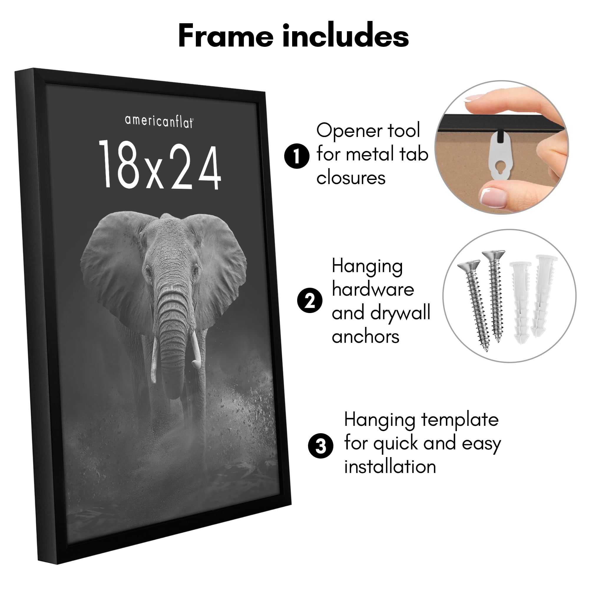 Americanflat 18x24 Poster Frame with Polished Plexiglass Soho Collection Gallery Style Deep Molding - Black