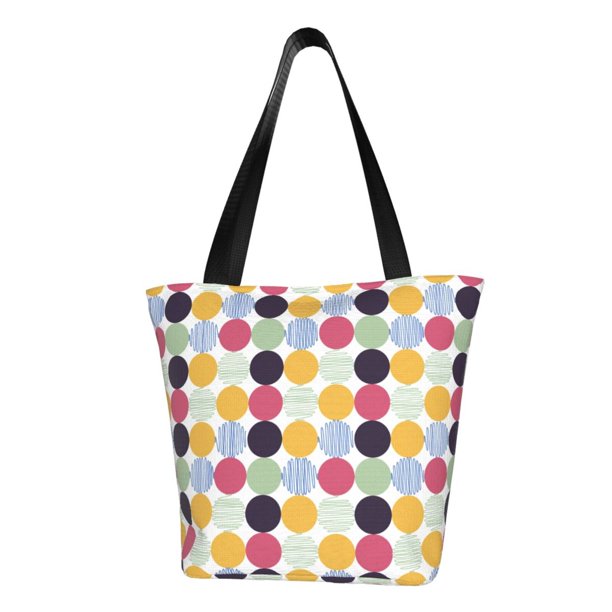 Fotbe Polka Dot Bolsa de Playa con Estampado, Bolsa de Hombro, Bolsa de Mano Espaciosa, Bolsa de Viaje Ligera, Bolsa de Compras Versátil