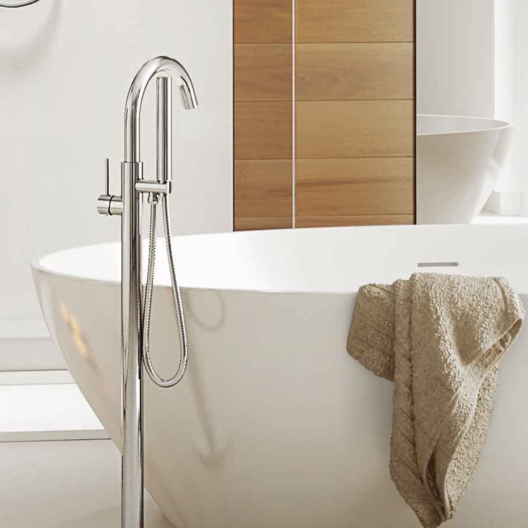 Belanger U-DC-45CP Single Handle Floor Mounted Freestanding Tub Filler, Chrome