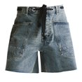 thumbnail image 6 of Shorts for Women Drawstring Bud Elastic Waist Slit Washed Denim Casual Street Shorts, 6 of 6