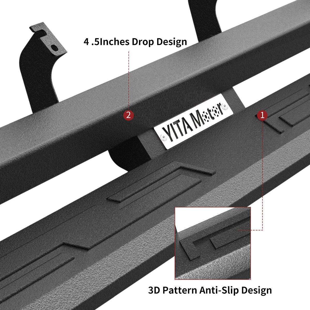 RVNI Drop Running Boards 2022-2025 Toyota Tundra CrewMax Cab Off-Road Side Steps (2 3/4 Size Rear Doors) Black Powder Coated Nerf Bars