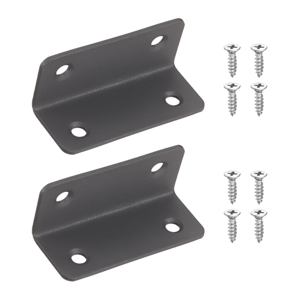 Uxcell 2 Paquete de Soportes en L, Refuerzos de Esquina de Acero Inoxidable de 90 Grados con Tornillos para Estantes de Madera, Mesas, Sillas, Gabinetes, Estanterías (2.36"x0.98"x0.98", Gris)