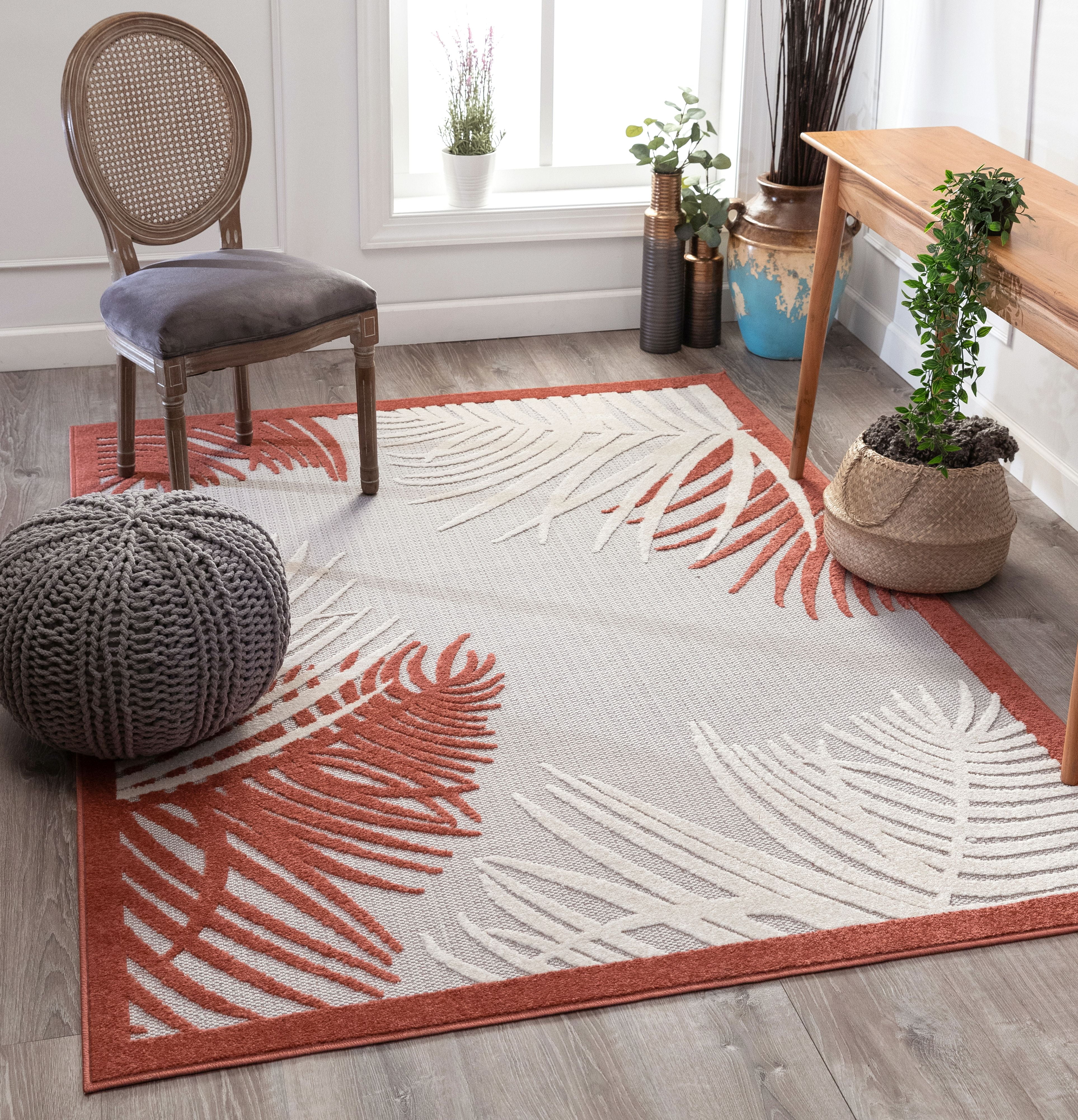 Well Woven Rashida Terracotta Tropical Floral Area Rug
