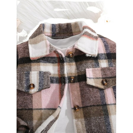 

Plaid Print Collar Overcoat Long Sleeve Multicolor Baby Coats (Baby s)