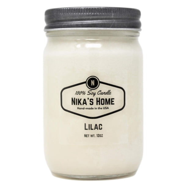 Soy Candle Nika's Home con aroma a lila, 350 ml, tarro Mason, 50-60 h