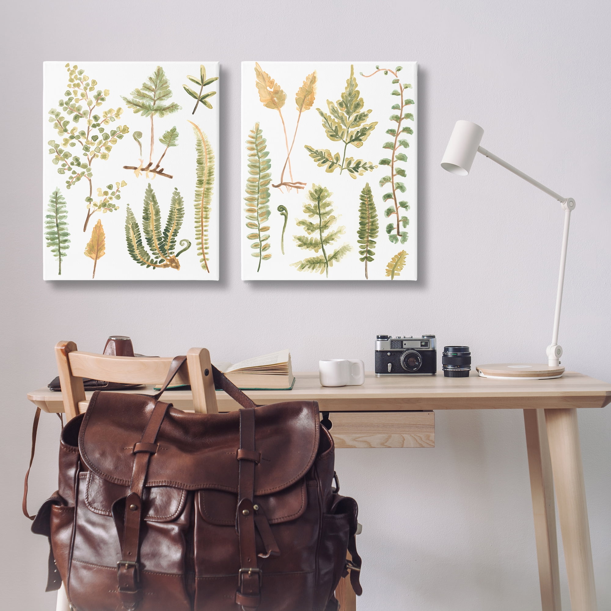 Stupell Industries Watercolor Fern Leaves Plants & Flowers Painting Wrapped Canvas Art Print Wall Art, 24 x 30, Set of 2