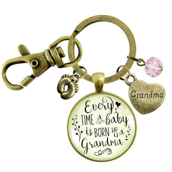Baby Gender Reveal Keychain Every Time Born So Is Grandma Pregnancy Girl Announcement Gift Pink