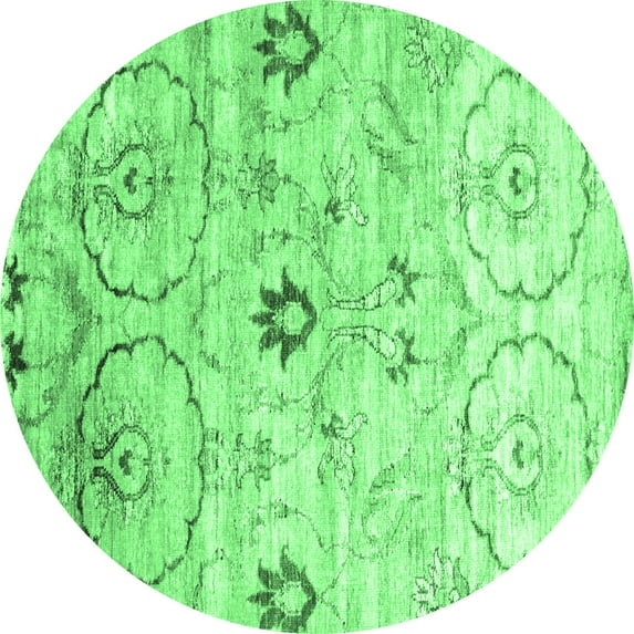 Ahgly Company Indoor Round Abstract Emerald Green Contemporary Area Rugs, 5' Round