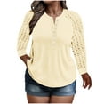 thumbnail image 3 of Horkkom Plus Size Tops for Women Long Sleeve Lace V Neck Tops Button Loose Casual Tops XXL, 3 of 8
