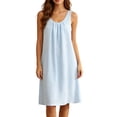 thumbnail image 2 of ZyeKqe Womens Nightgown Sleeveless Crewneck Chest Pleated Casual Sleep Shirts Lightweight Loose Comfy Midi Dress, 2 of 9