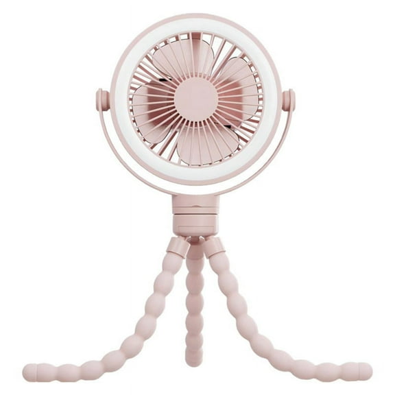 Pink Portable Rechargeable Baby Stroller Fan Clip-on Octopus Night Light Mini Personal Handheld Portable Fan