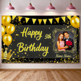 thumbnail image 6 of Black and Gold Themed Happy 5th Birthday Banner with Photo Insert Party Backdrop Decoration for Birthday Party Celebrations Photography Props and Event Decorations, 6 of 7