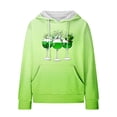 thumbnail image 4 of St. Patrick's Day Hoodies for Women Cozy Waffle Long Sleeve Fashion Gradient Color Graphic Print Oversize Sweatshirts(Green,S), 4 of 5