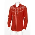thumbnail image 5 of iiniim Men's Western Shirts Lapel Collar Long Sleeves Embroidery Cowboy Casual Button Down Shirt Red XL, 5 of 7
