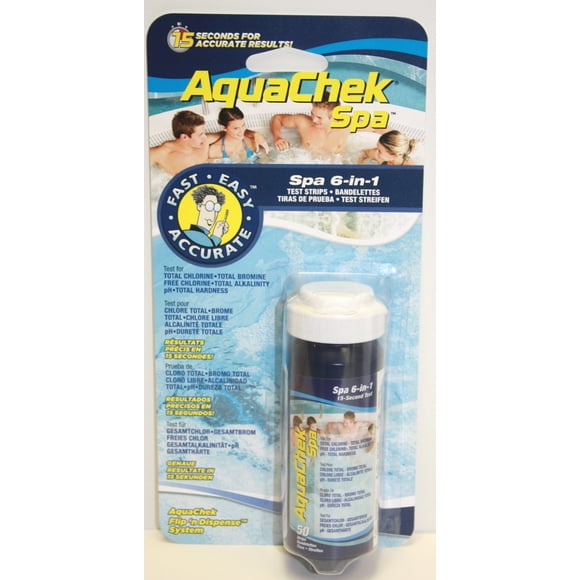 AquaChek 552244 6-in-1 Spa Hot Tub Easy to Use Test Strips Kit, 50 Strip Bottle
