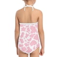 thumbnail image 3 of SEANATIVE Cow Print Kids Swimwear One Piece Size 7-8 Casual Pink Lace Up Swimsuit for Kids Girls Comfortable Lace Up Bathing Suit for Girls, 3 of 5