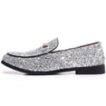 thumbnail image 2 of COSIDRAM Men's Glitter Dress Shoes Metallic Sequins Tuxedo Luxury Gold Buckle Loafers Slip-on Wedding Party Shoes, 2 of 6