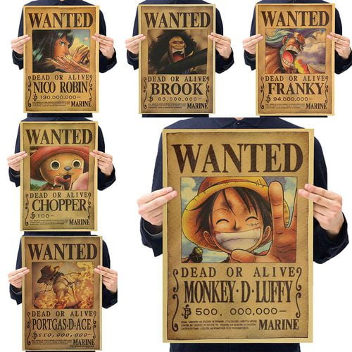 Weeck Anime One Piece Luffy Wanted Home Decor Cosplay Wall Poster Set 1