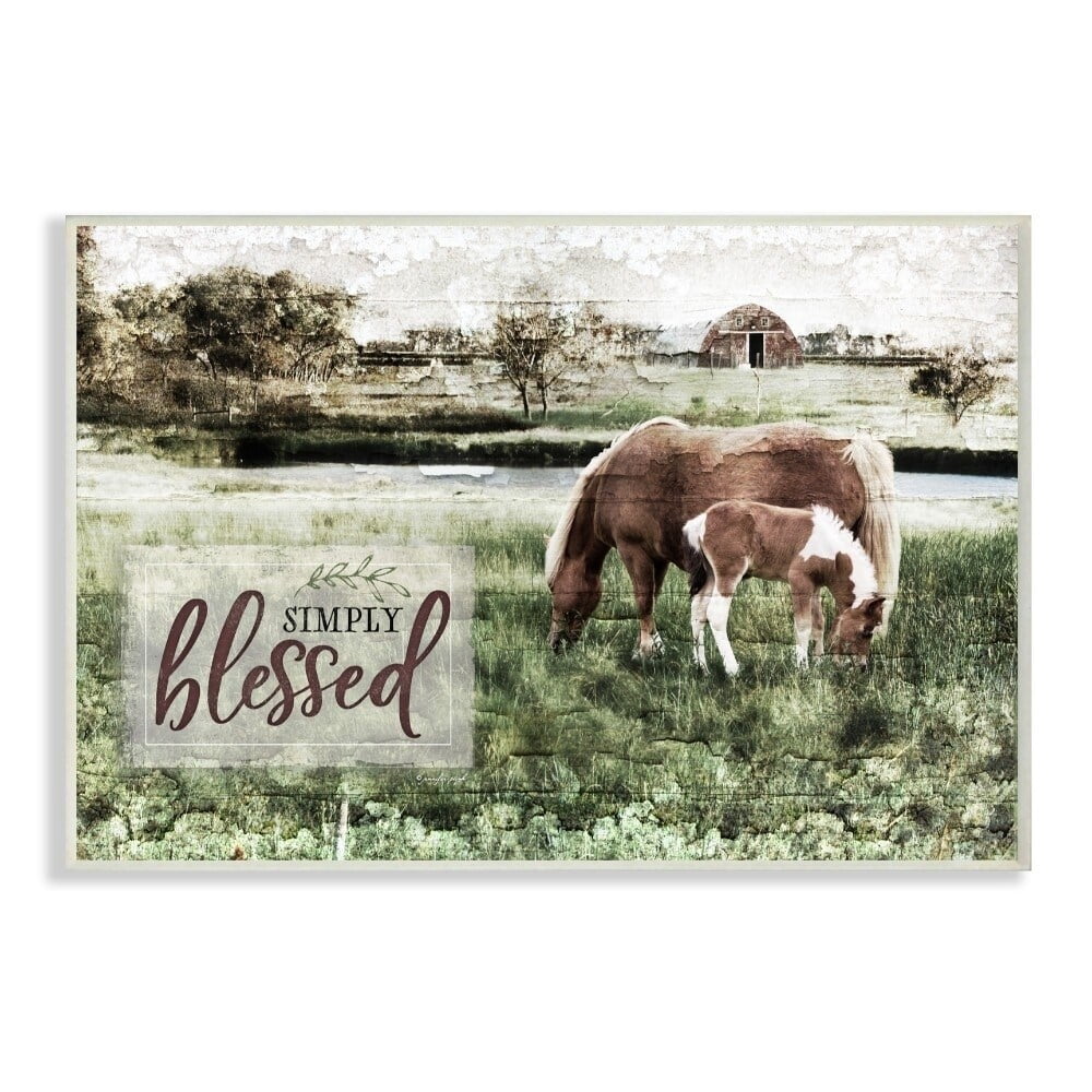The Stupell Home Decor Simply Blessed Distressed Farm Yard Horses Photograph