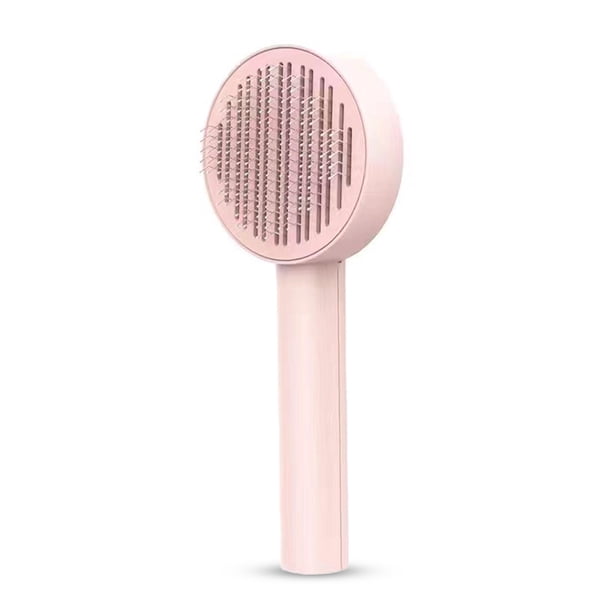 Peine de mano para mascotas de acero inoxidable con puntas de masaje Aseo universal para mascotas Cepillo de belleza para masajes Suministros para peluqueros Rosa Sweethay PT000648-02