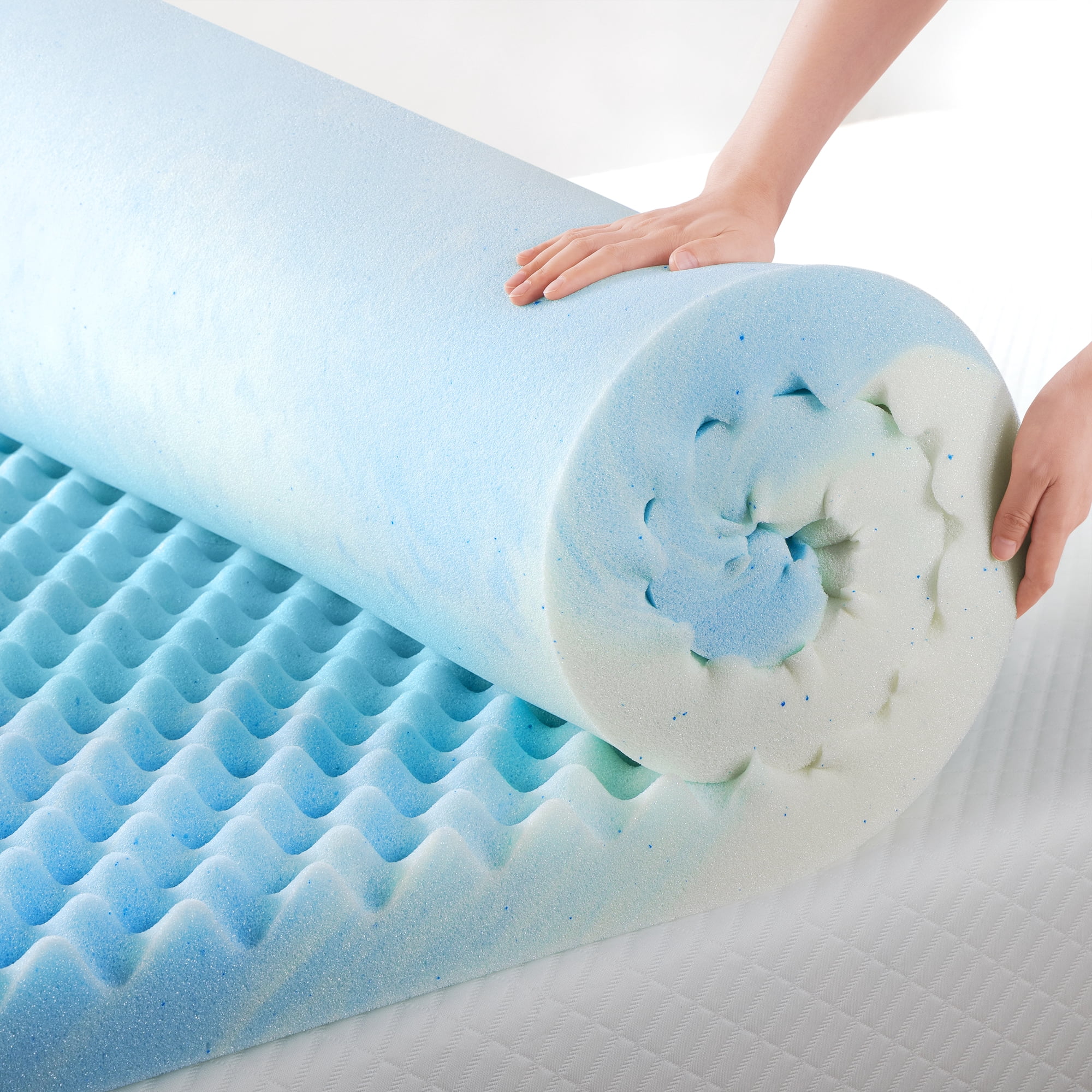 Zinus 1.5" Swirl Gel Cooling Memory Foam Mattress Topper, King