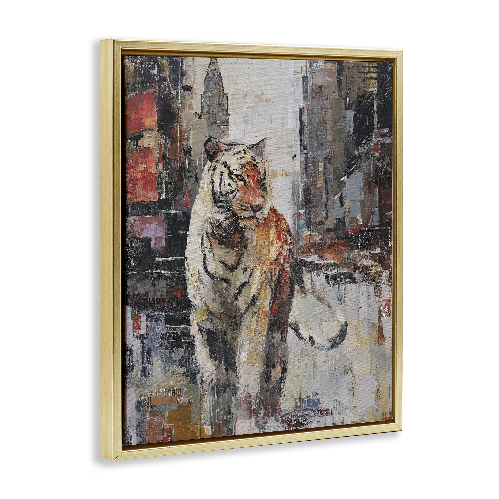 Stupell Industries Concrete Predator Roaming City Gold Framed Floater Canvas Wall Art, design by Svetlana Aleynikova