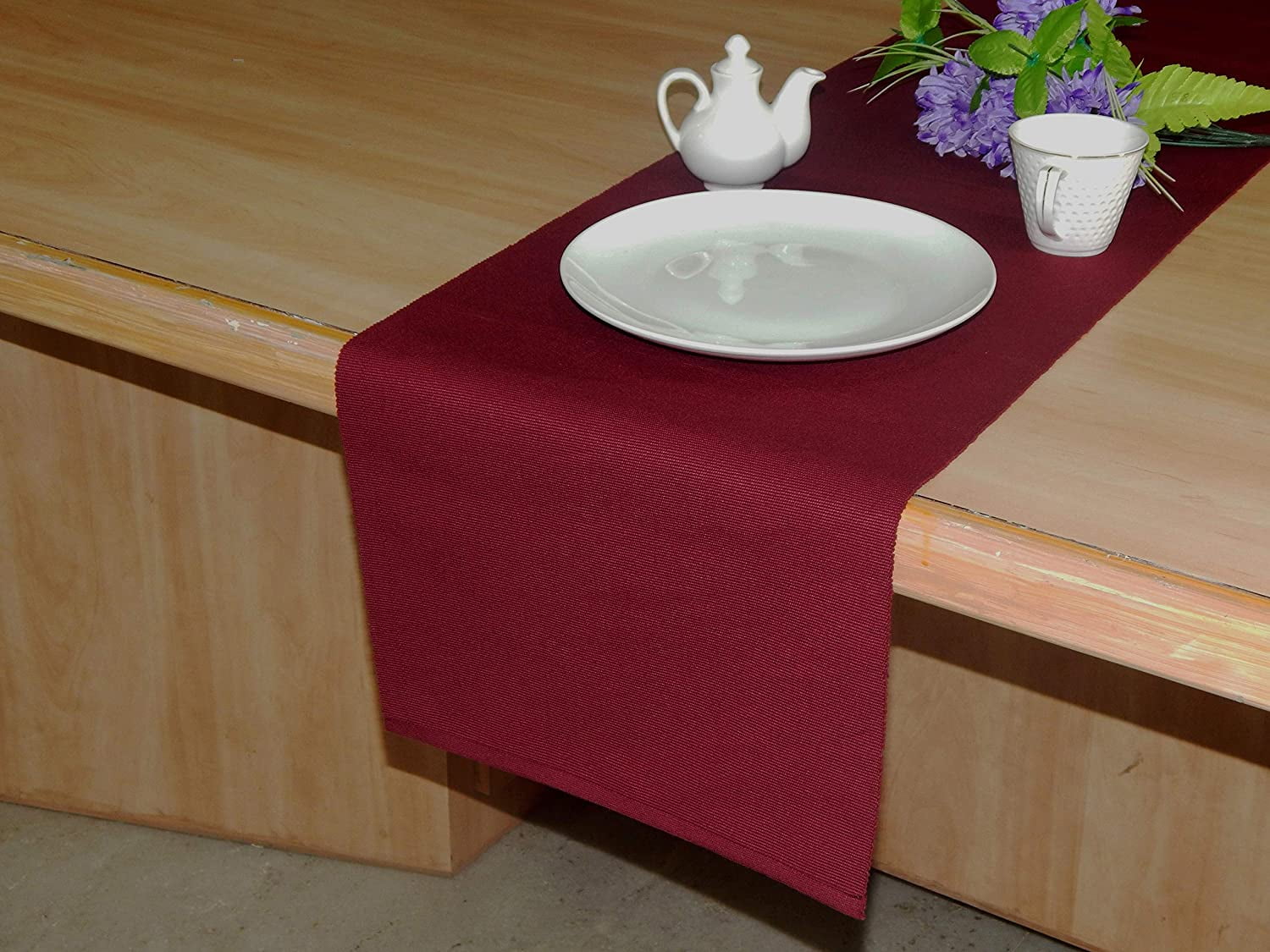 RADANYA Solid Color Texture Ribbed Cotton Table Runner for Dining Table