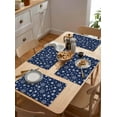 thumbnail image 5 of Placemats Set of 6, Cotton Linen Heat Table Mats Non-Slip Washable Christmas Winter White Snowflakes Navy Placemat for Holiday Banquet Dining Kitchen Table Decor, 5 of 6