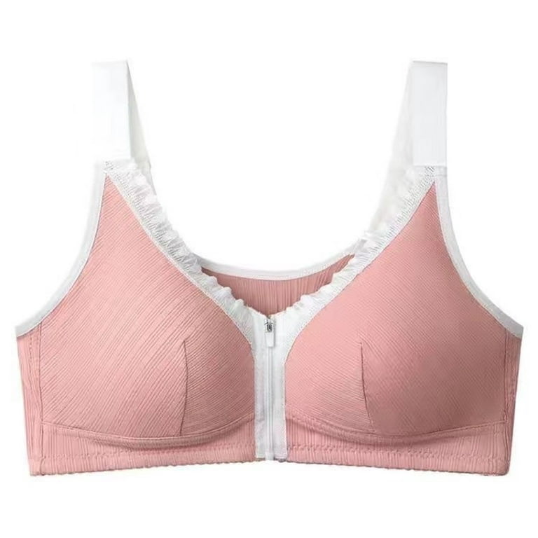 QUYUON Balconette Bra Women Fashion Front Zipper Ringless Underwear Plus  Size Together Everyday Bras Active Fit Unlined Demi Bra Pink L 