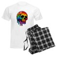 thumbnail image 6 of CafePress - Vibrant Multicolor Skull - Men's Light Loose Fit Cotton Pajama Set, 6 of 7